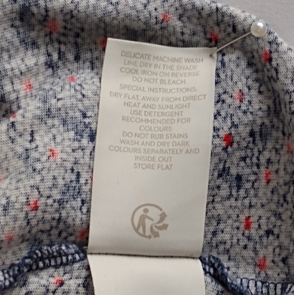 Boden Phoebe Jersey V-Neck Dress Blue With White/Red Print Sz 18 - Picture 7 of 9